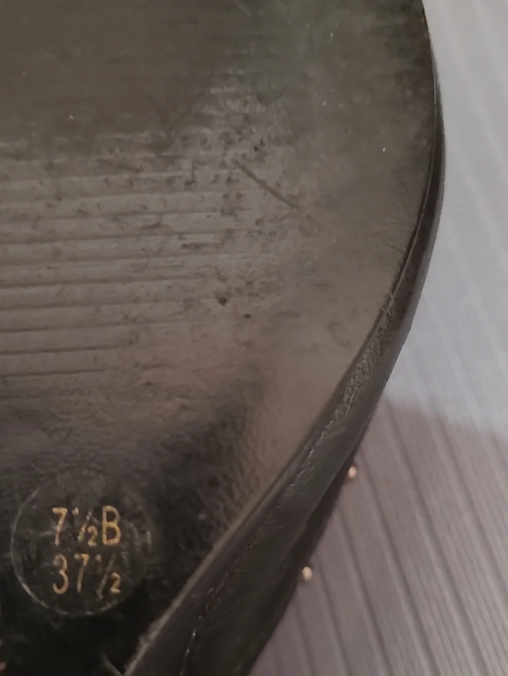 BCBG Paris Vintage Leather Black Peep-Toe Bow Wedge Heels - Size 37.5-EU&7.5-US